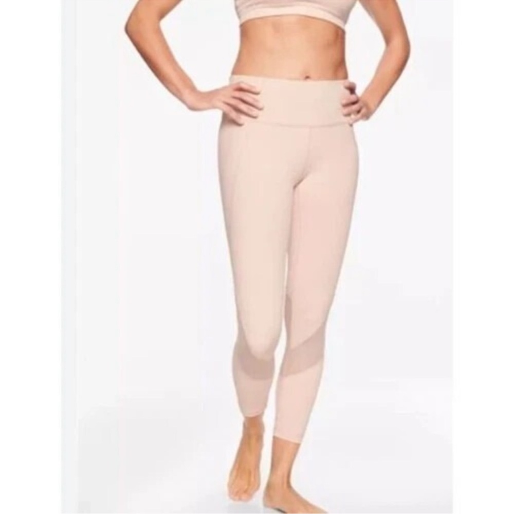 Athleta Womens M Leggings Eclipse 7/8 Tight Mesh Accent High Rise 281583 Pink